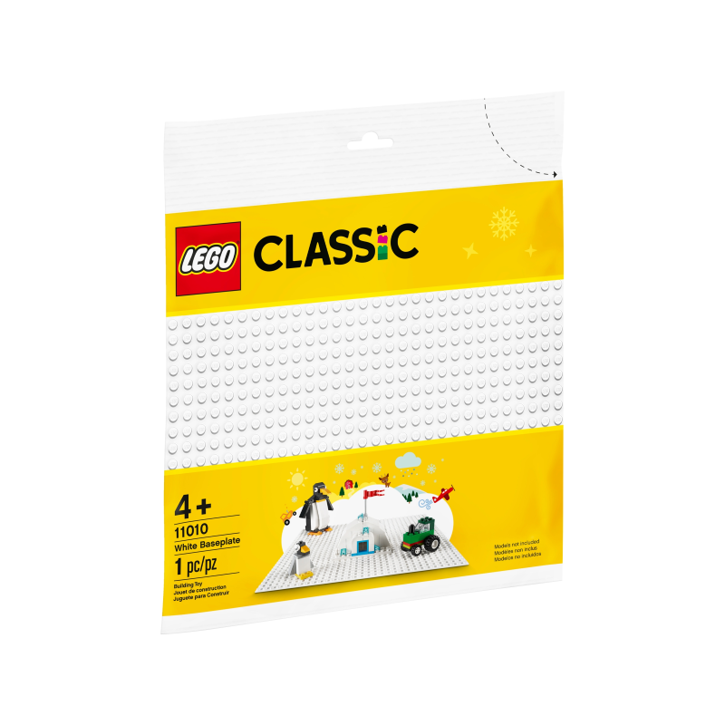 LEGO Classic White Baseplate 11010 Creative Toy for Kids, Great Open-Ended  Imaginative Play Builders (1 Piece)