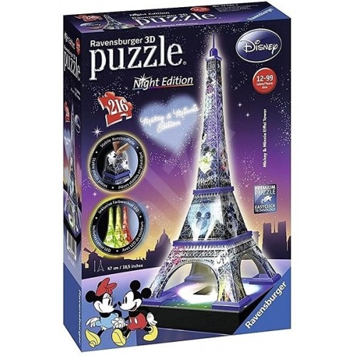 Effiel Tower at Night Mickey & Minnie Edition 216 pc 3D Puzzle 