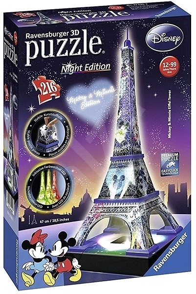 Effiel Tower at Night Mickey & Minnie Edition 216 pc 3D Puzzle