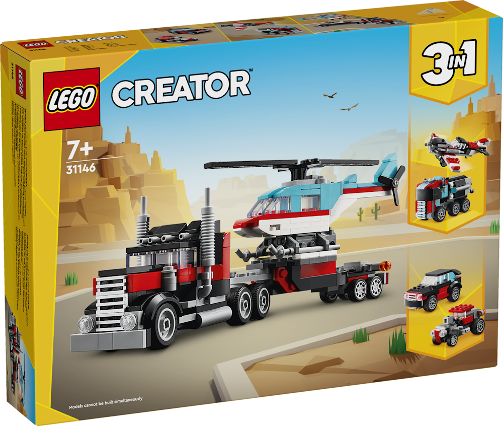 Flatbed Truck with Helicopter