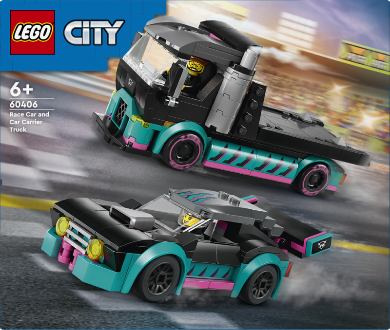 Race Car and Car Carrier Truck