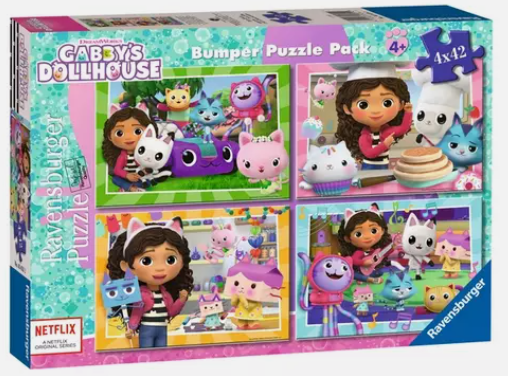 Gabby's Dollhouse- 4x42 piece Bumper Ravensburger Puzzle Pack