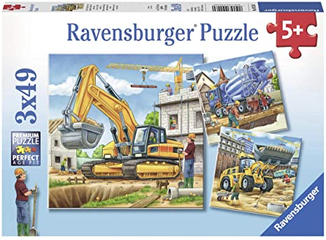 Large Construction Vehicles Ravensburger Puzzle 3 x 49pc
