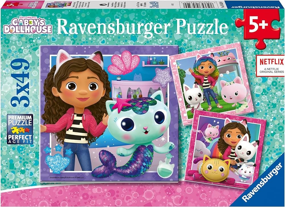 Gabby's Dollhouse Ravensburger Puzzle 3x49pcs