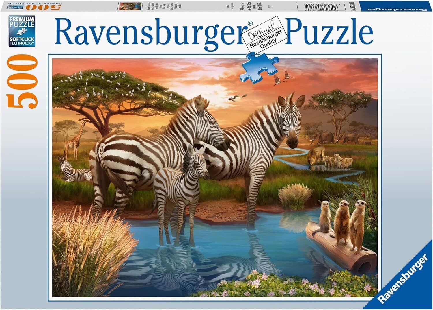 Zebras at the Waterhole - 500pc Ravensburger Jigsaw
