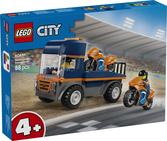 LEGO® City Motorcycle Transporter Toy and 2 Minifigures 60491
