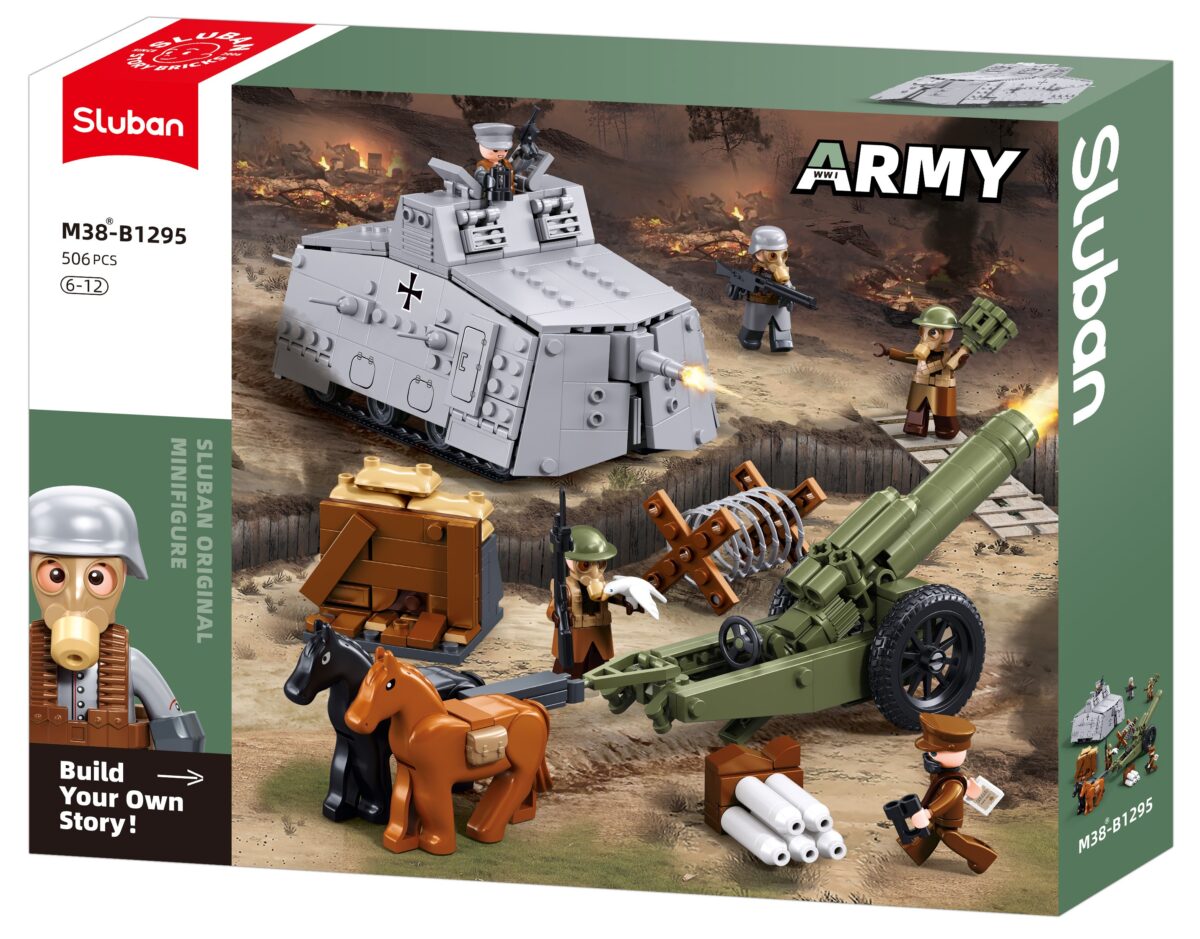 B1295 MB Sluban 506pc Army WW1 A7V Tank Offensive