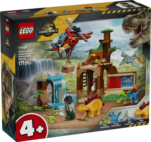 LEGO® Jurassic World Velociraptor, Stegosaurus & Pteranodon Rescue 77981